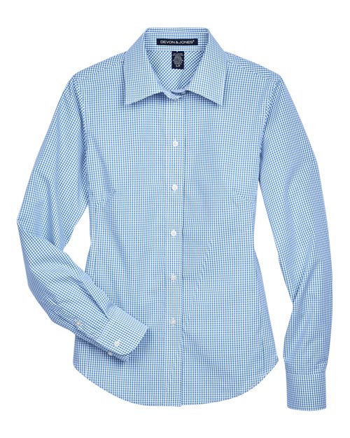 Devon & Jones Women's Crown Collection Gingham Check Woven Dress Shirt-1