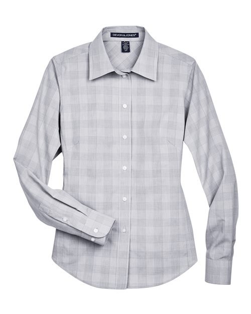 Devon & Jones Women's Crown Collection Glen Plaid Woven Dress Shirt-1