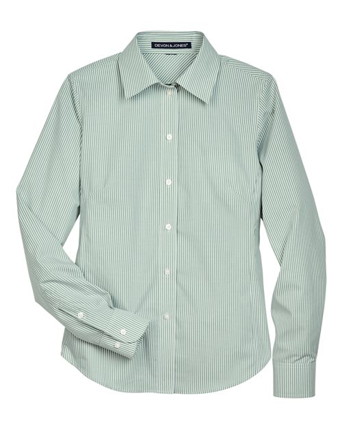 Devon & Jones Women's Crown Collection Banker Stripe Woven Dress Shirt-1