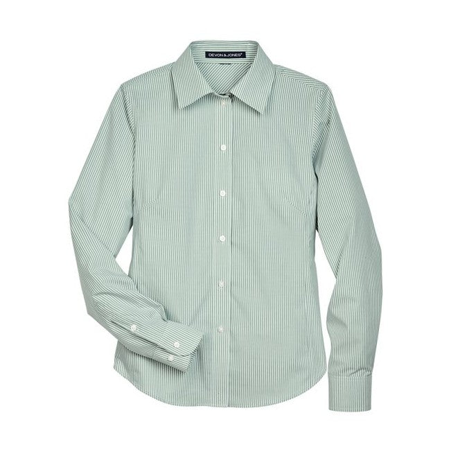 Devon & Jones Women's Crown Collection Banker Stripe Woven Dress Shirt-1
