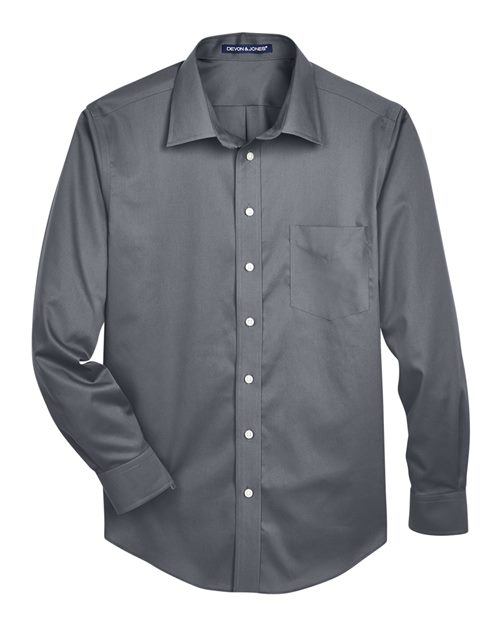 Devon & Jones Men's Tall Crown Collection Solid Stretch Twill Woven Dress Shirt-1
