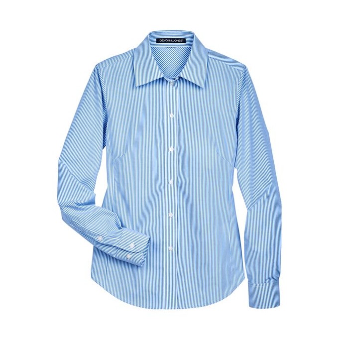 Devon & Jones Women's Crown Collection Banker Stripe Woven Dress Shirt-1