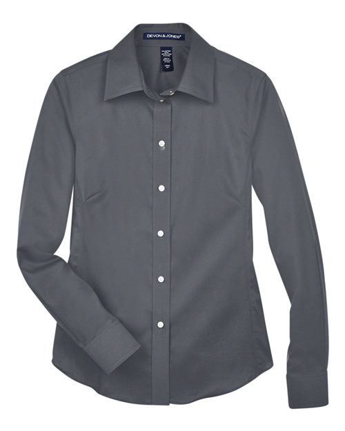 Devon & Jones Women's Crown Collection Solid Stretch Twill Woven Dress Shirt-1