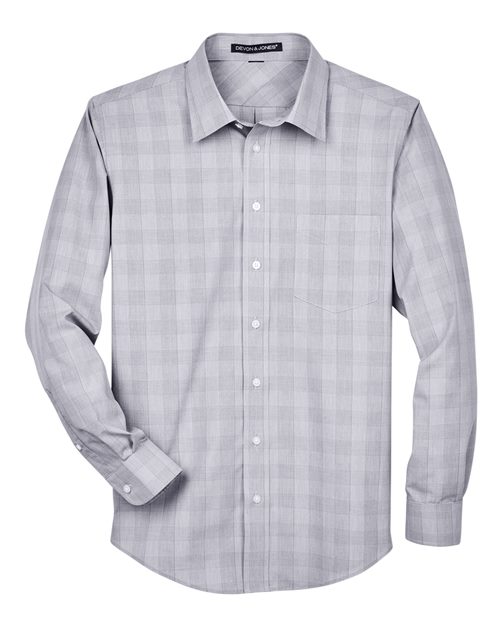 Devon & Jones Men's Crown Collection Glen Plaid Woven Dress Shirt-1