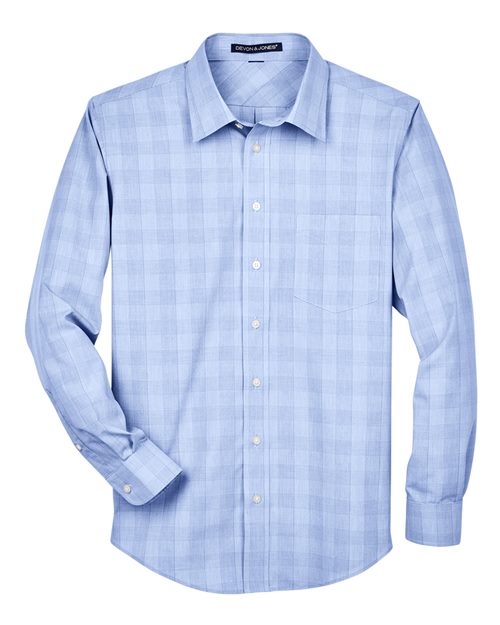 Devon & Jones Men's Crown Collection Glen Plaid Woven Dress Shirt-1
