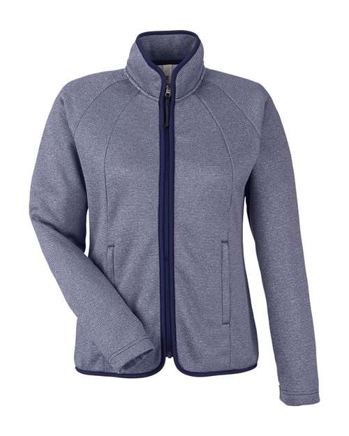 CORE365 Women's Venture Heathered Stripe Full-Zip Jacket-1