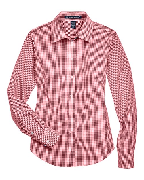 Devon & Jones Women's Crown Collection Gingham Check Woven Dress Shirt-1