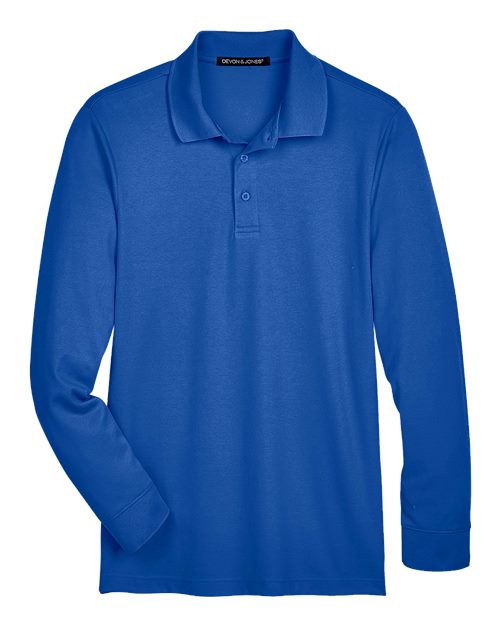Devon & Jones Men's CrownLux Performance Plaited Long Sleeve Polo-1
