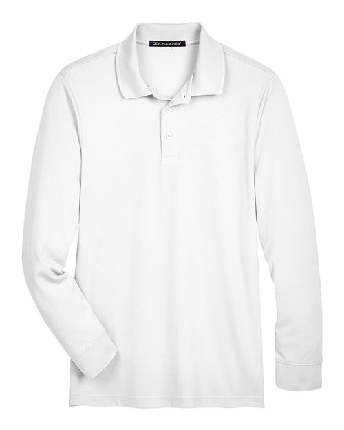 Devon & Jones Men's Tall CrownLux Performance Plaited Long Sleeve Polo-1