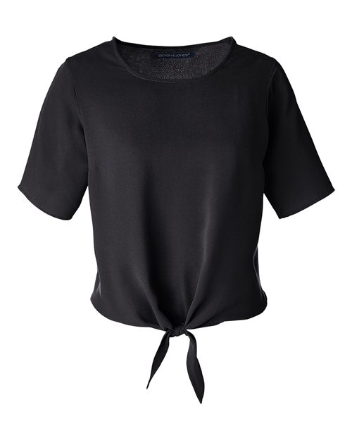Devon & Jones Women's Perfect Fit Tie Front Blouse-1