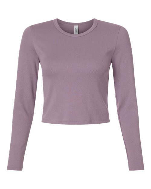 American Apparel Women's Baby Rib Long Sleeve Cropped Tee-1