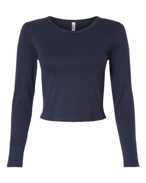 American Apparel Women's Baby Rib Long Sleeve Cropped Tee-1