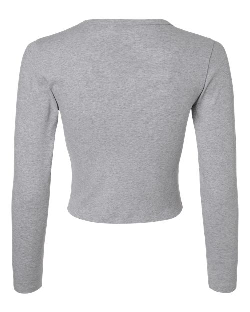 American Apparel Women's Baby Rib Long Sleeve Cropped Tee-2