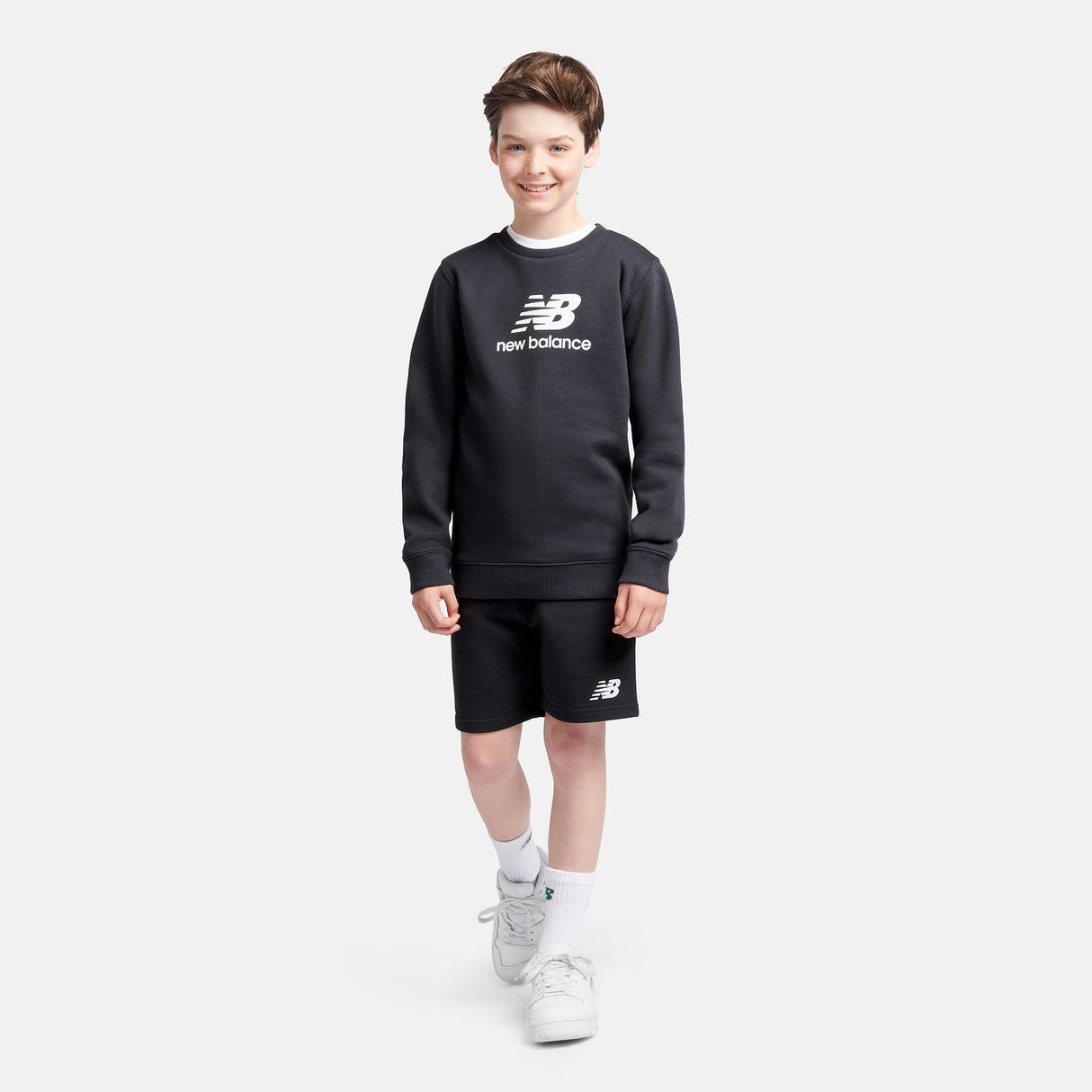 New Balance Youth French Terry Stacked Logo Short-4