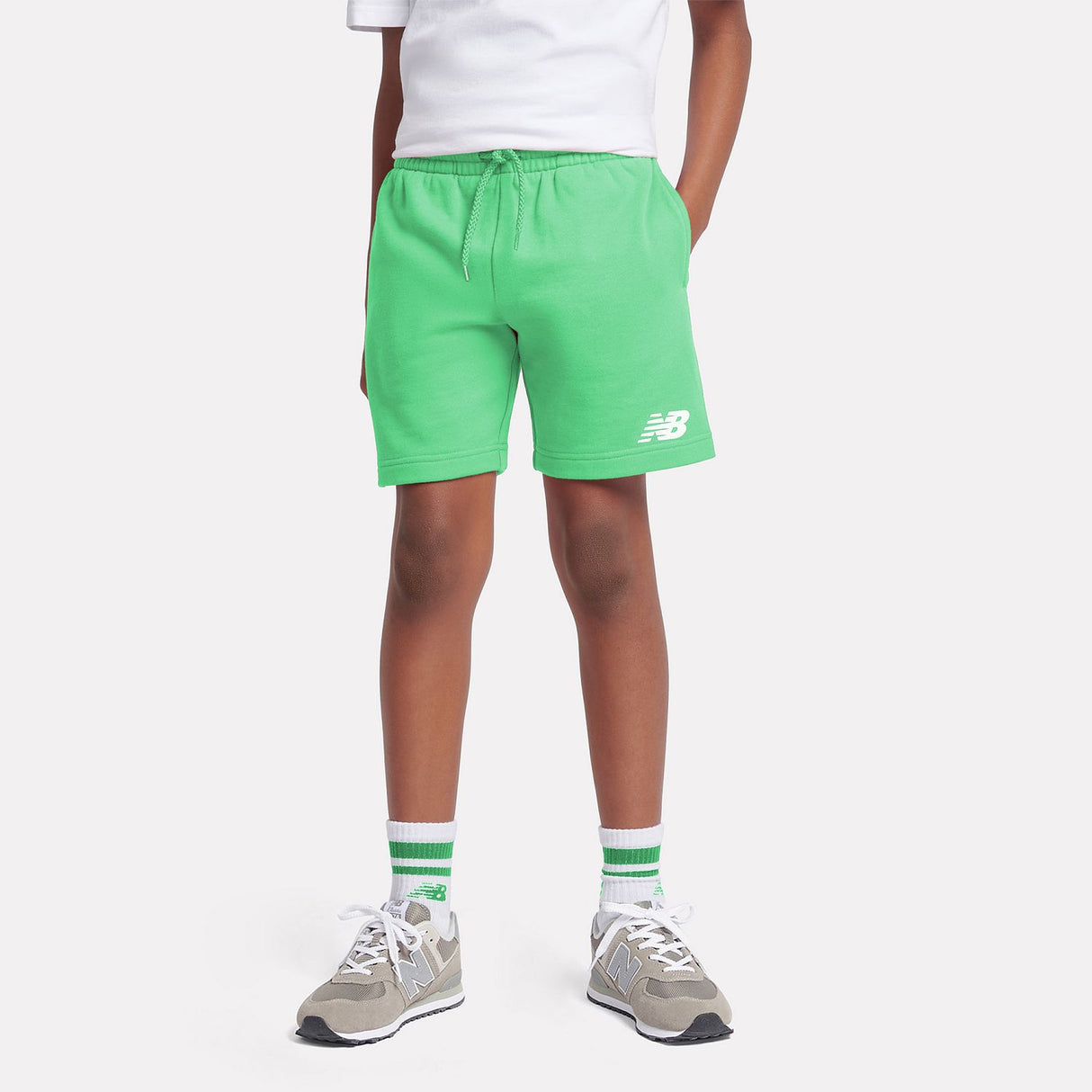 New Balance Youth French Terry Stacked Logo Short-5