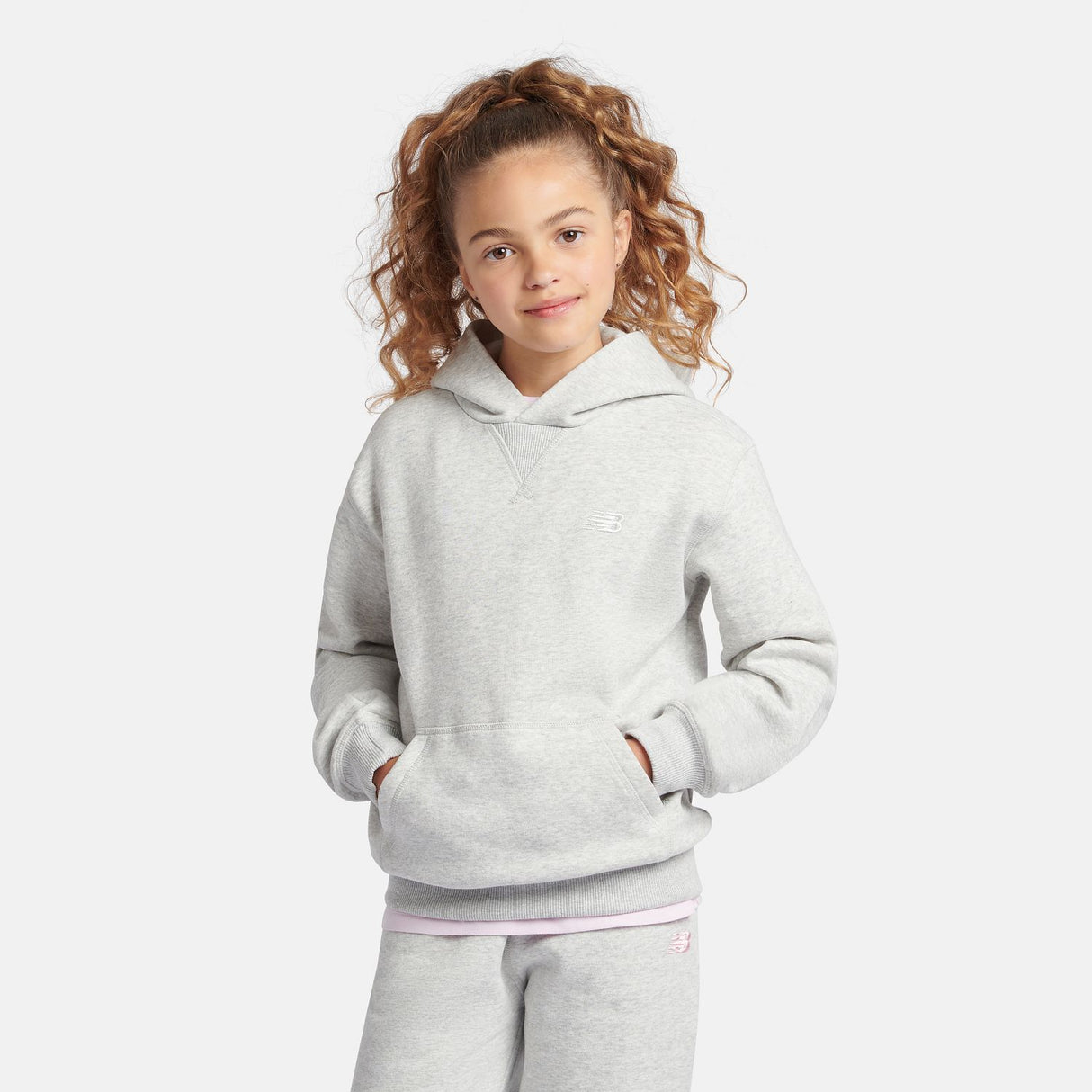 New Balance Youth Brush Back Small Logo Hoodie-5