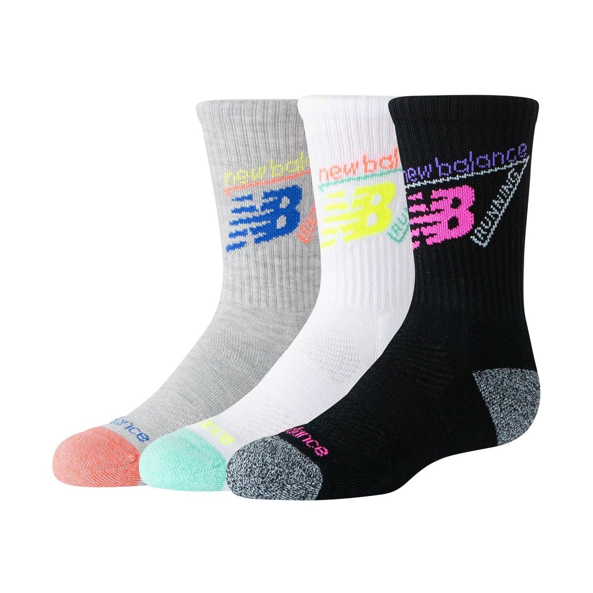 New Balance Youth Active Graphic Crew Socks 3 Pack-1