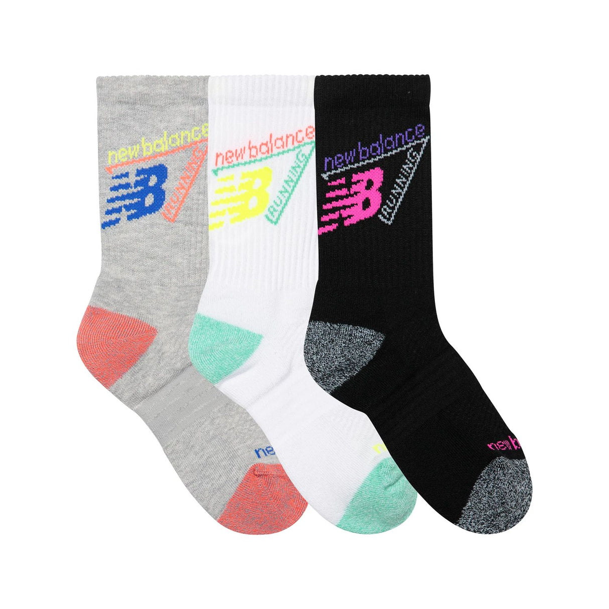 New Balance Youth Active Graphic Crew Socks 3 Pack-3