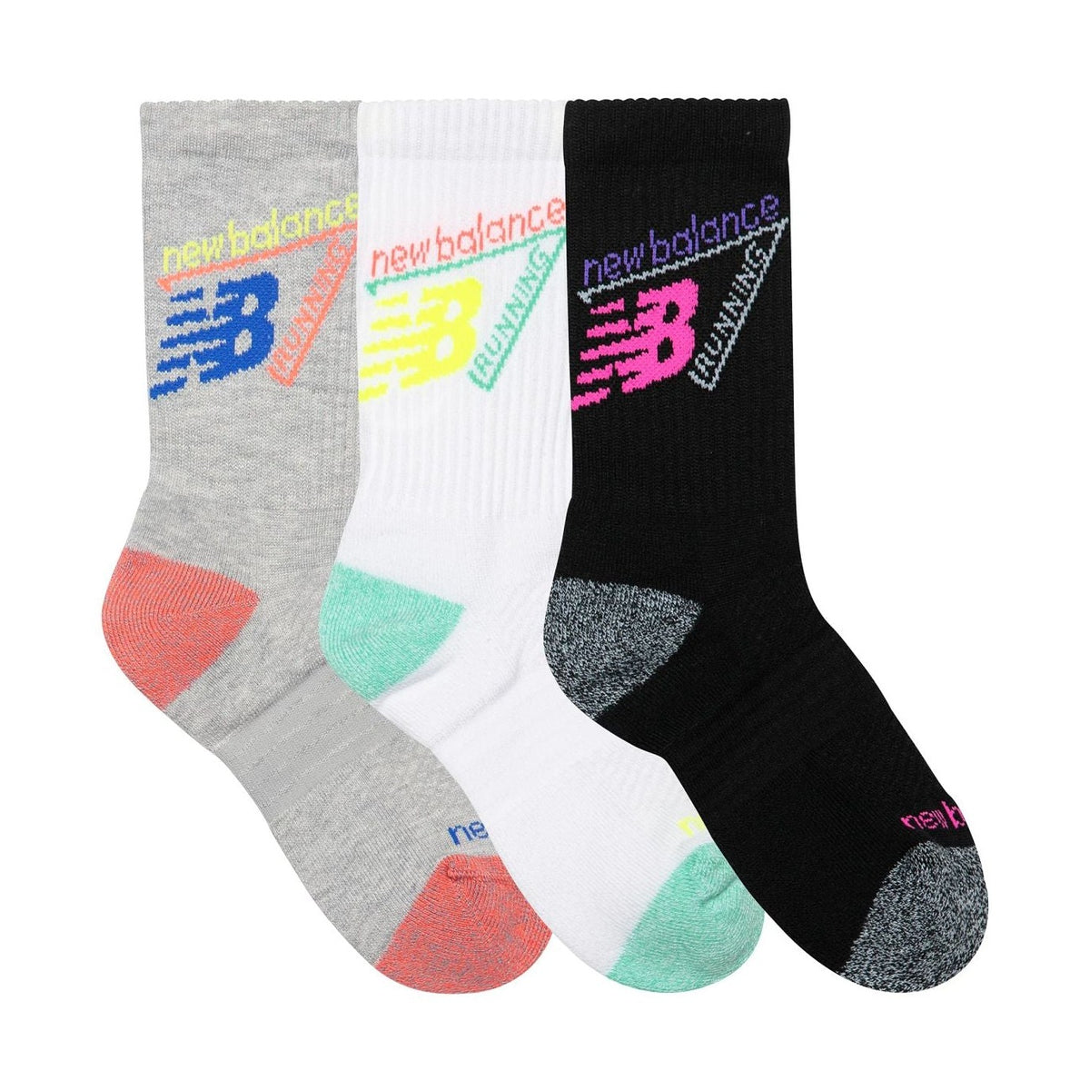 New Balance Youth Active Graphic Crew Socks 3 Pack-3