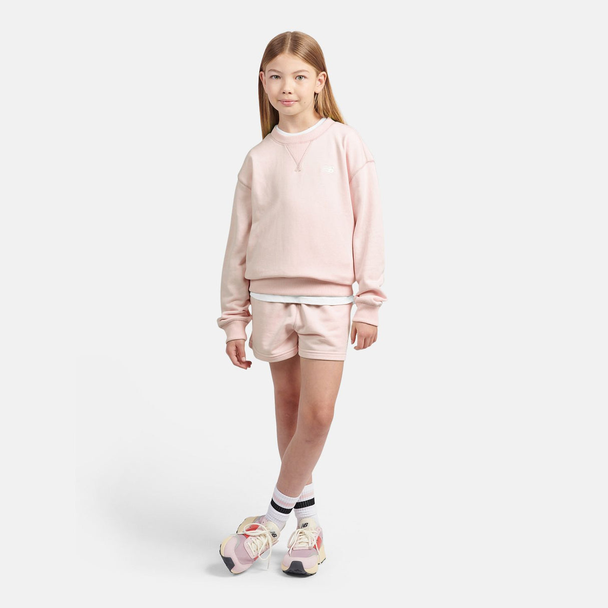 New Balance Youth Girl's FT Small Logo Crew-7