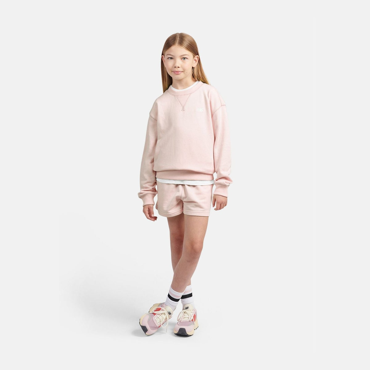 New Balance Youth Girl's FT Small Logo Crew-7