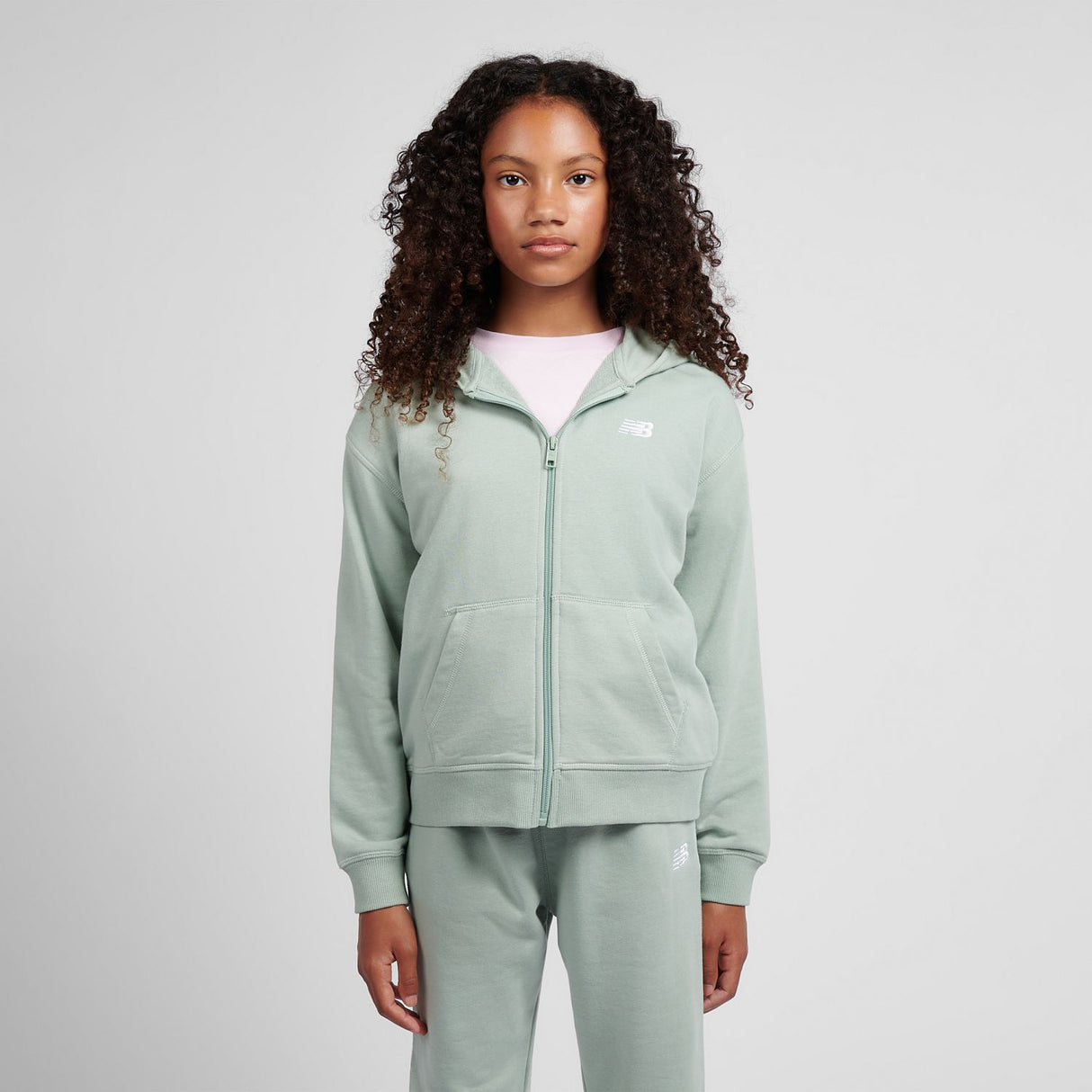 New Balance Youth French Terry Small Logo Full Zip Hoodie-5