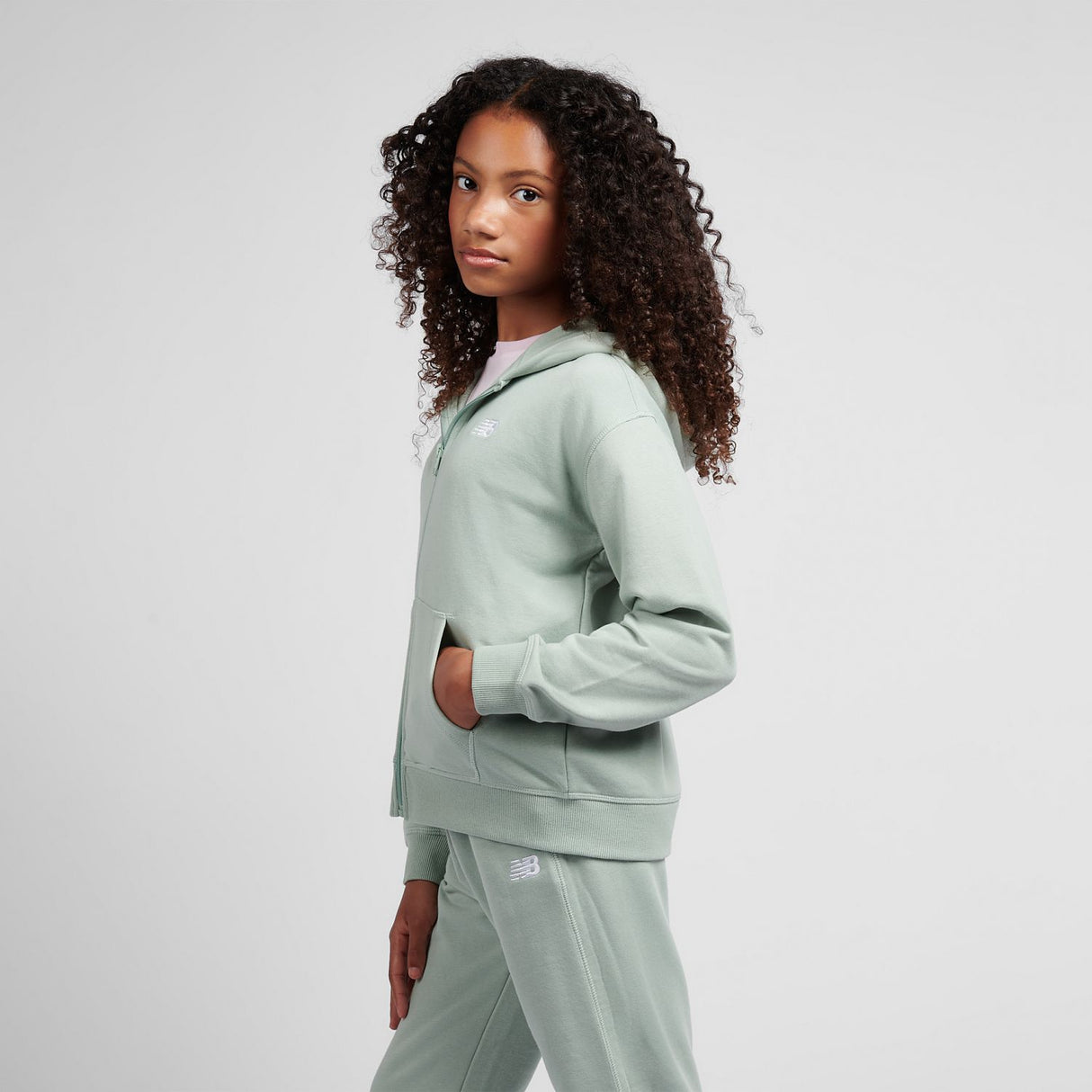 New Balance Youth French Terry Small Logo Full Zip Hoodie-6