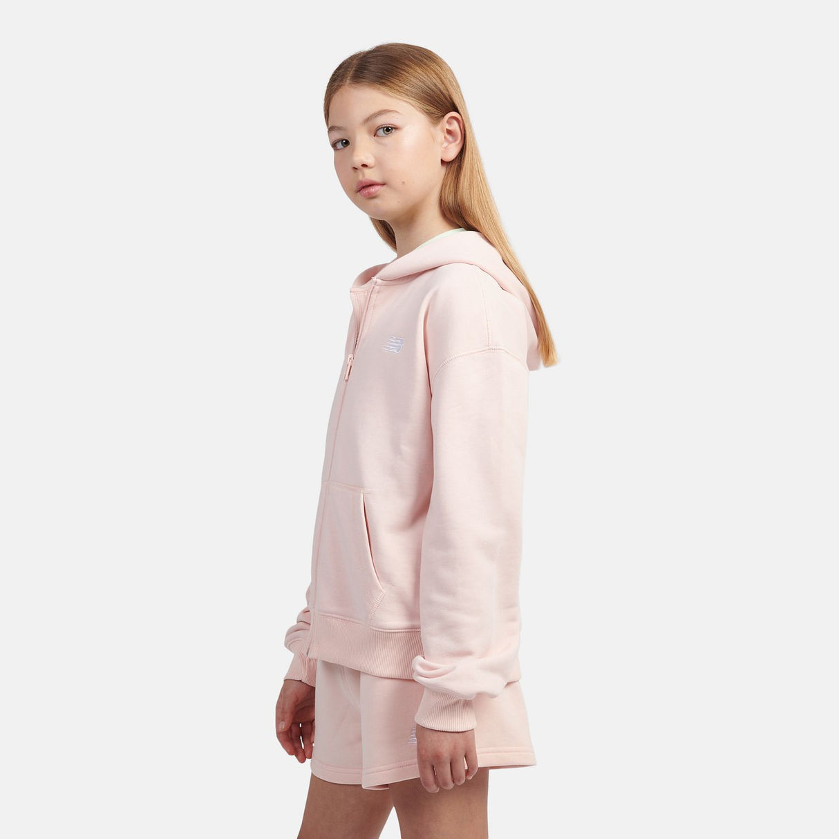 New Balance Youth French Terry Small Logo Full Zip Hoodie-2