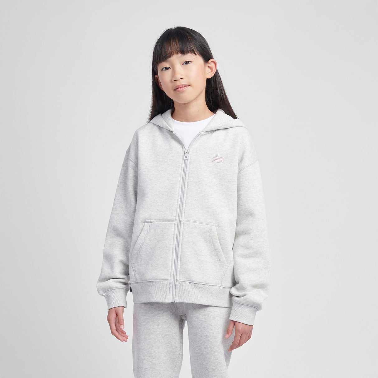 New Balance Youth French Terry Small Logo Full Zip Hoodie-5
