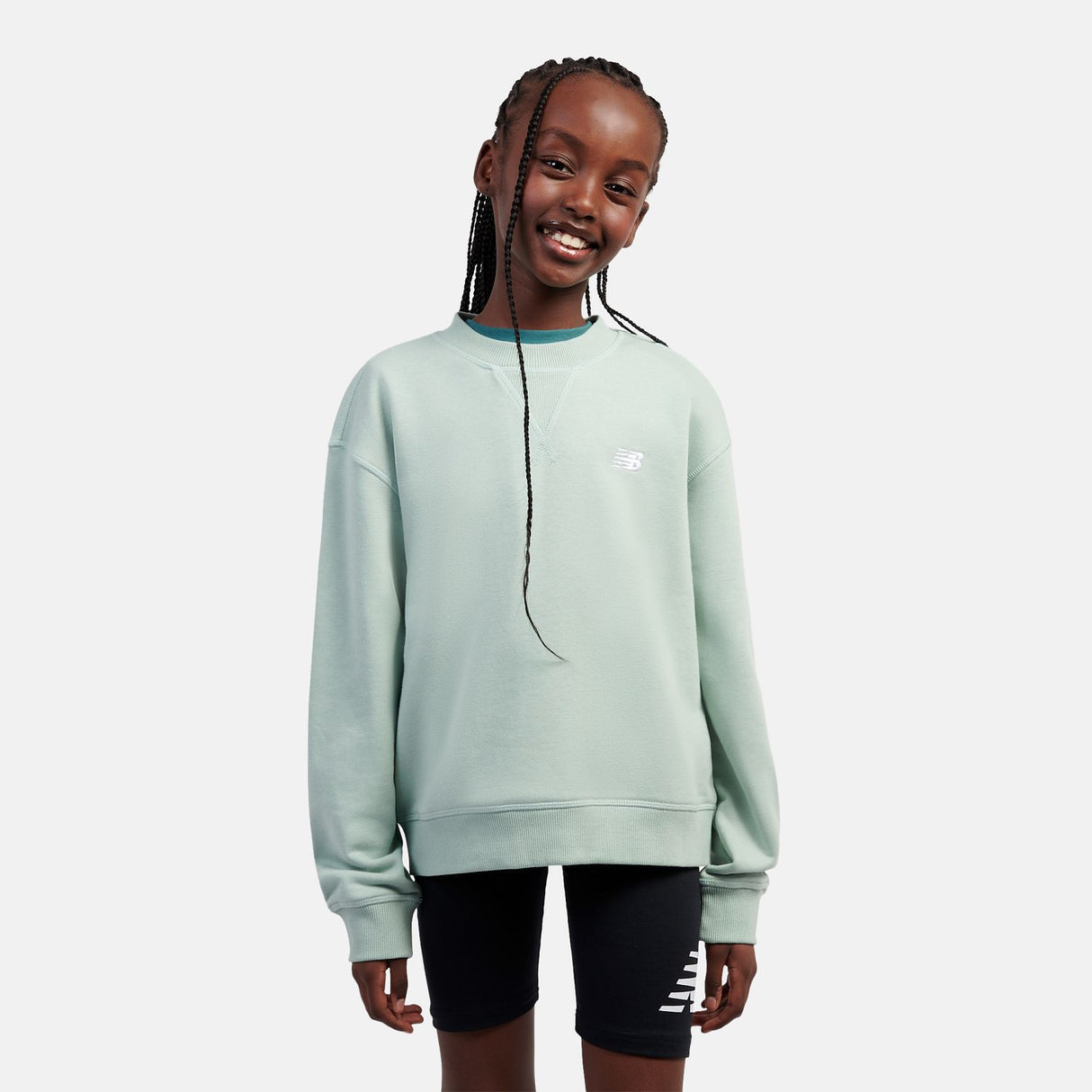 New Balance Youth Girl's FT Small Logo Crew-5