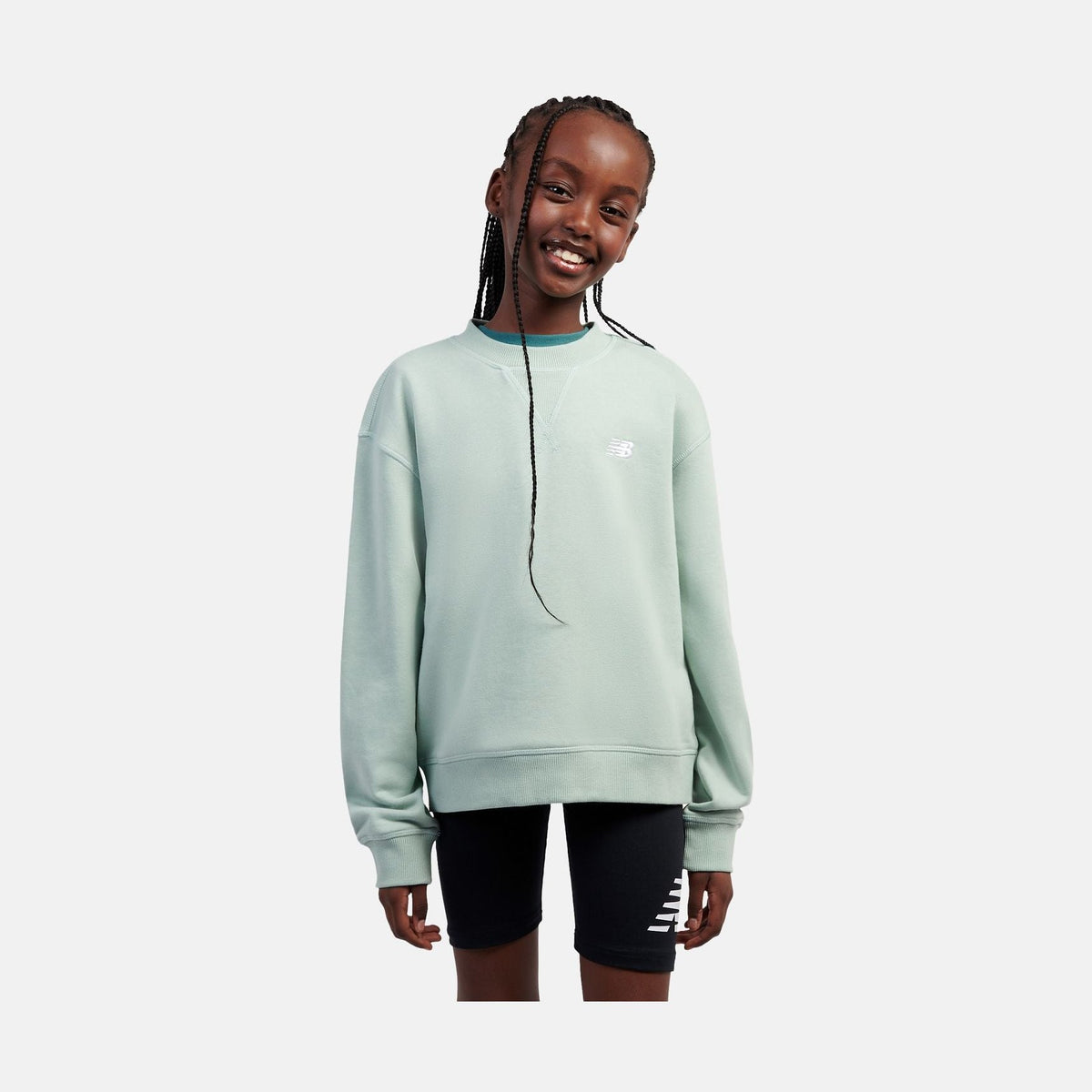 New Balance Youth Girl's FT Small Logo Crew-5