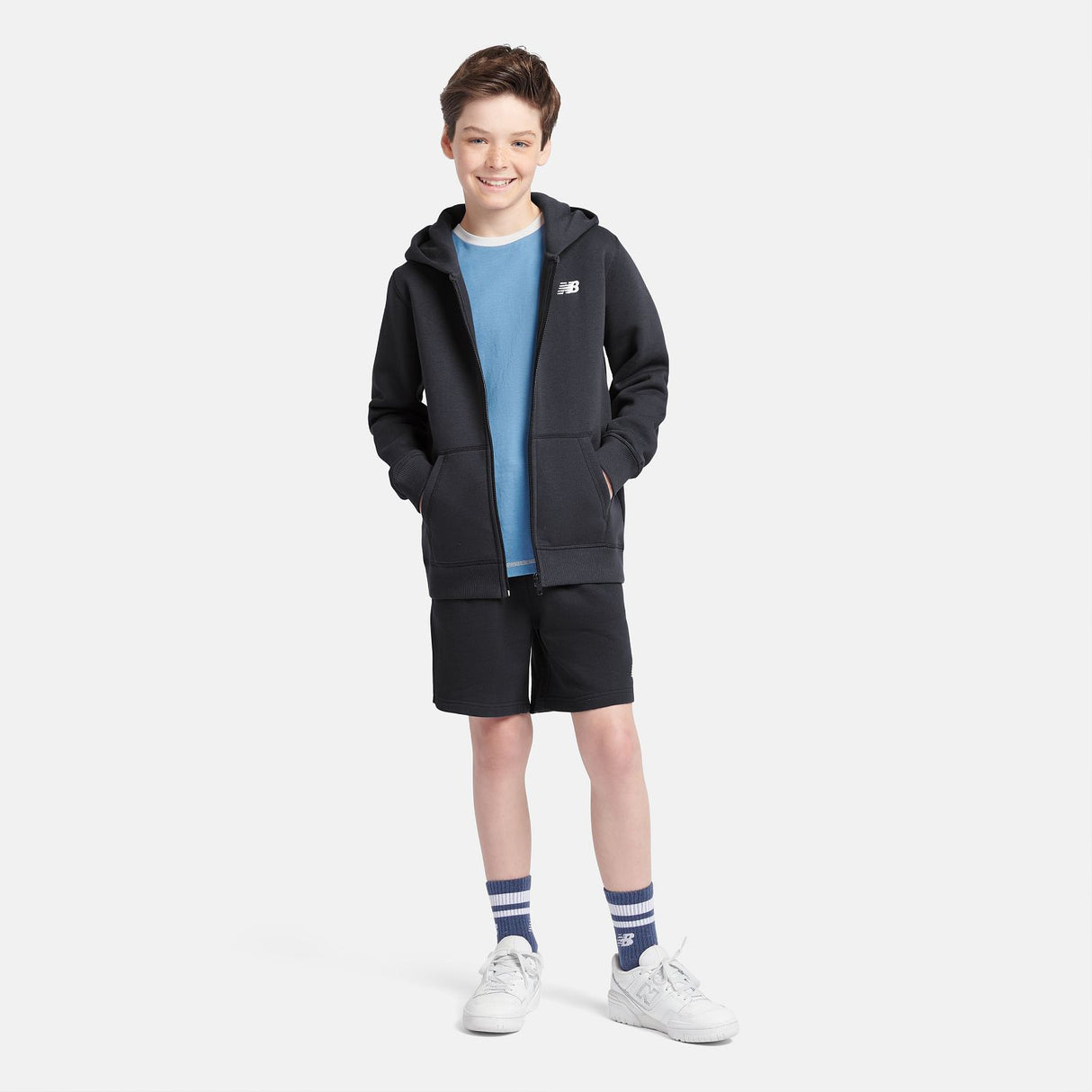 New Balance Youth Brush Back Small Logo Full Zip Hoodie-4