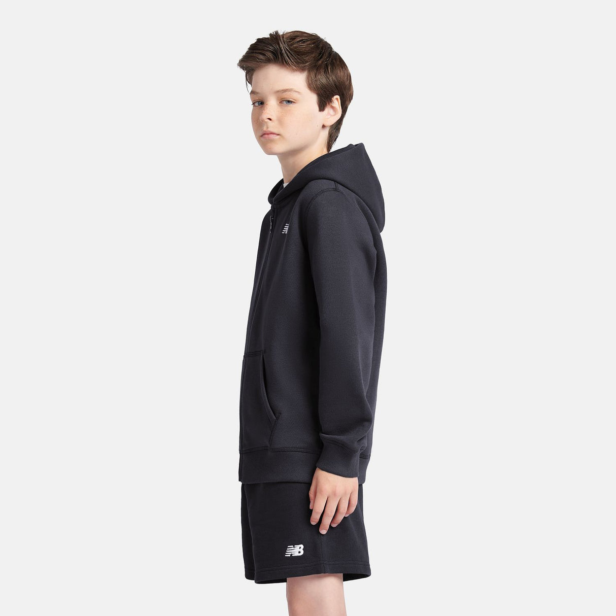 New Balance Youth Brush Back Small Logo Full Zip Hoodie-6