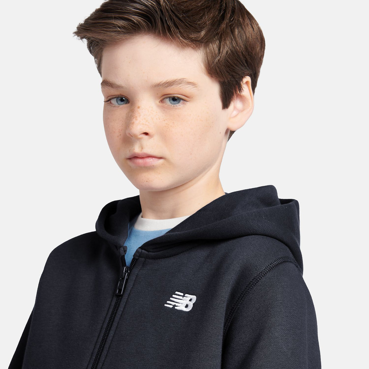 New Balance Youth Brush Back Small Logo Full Zip Hoodie-8