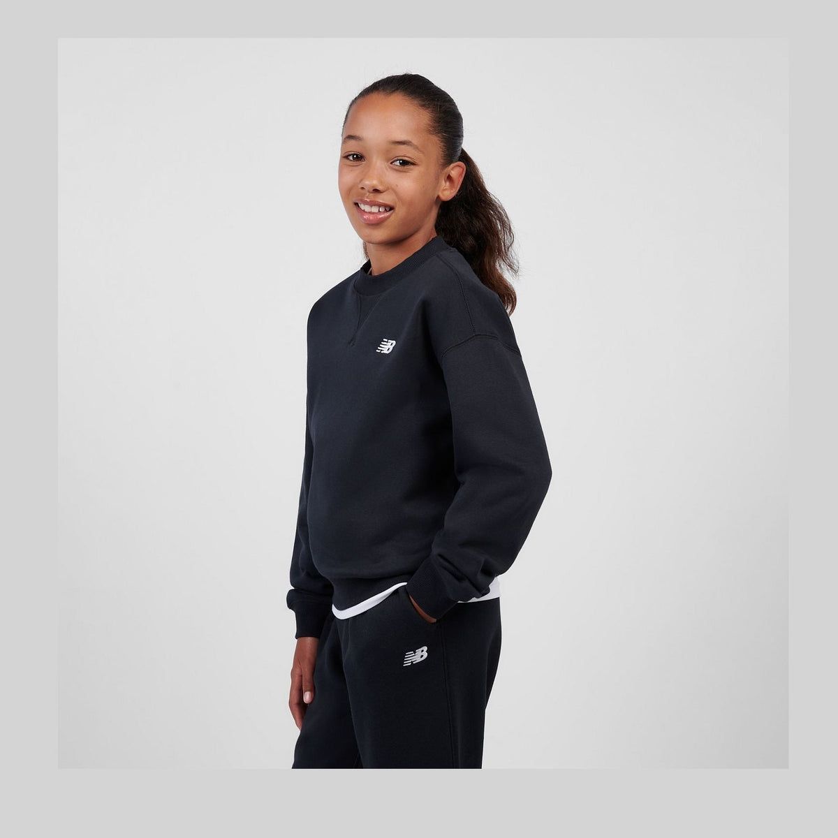 New Balance Youth Girl's FT Small Logo Crew-6