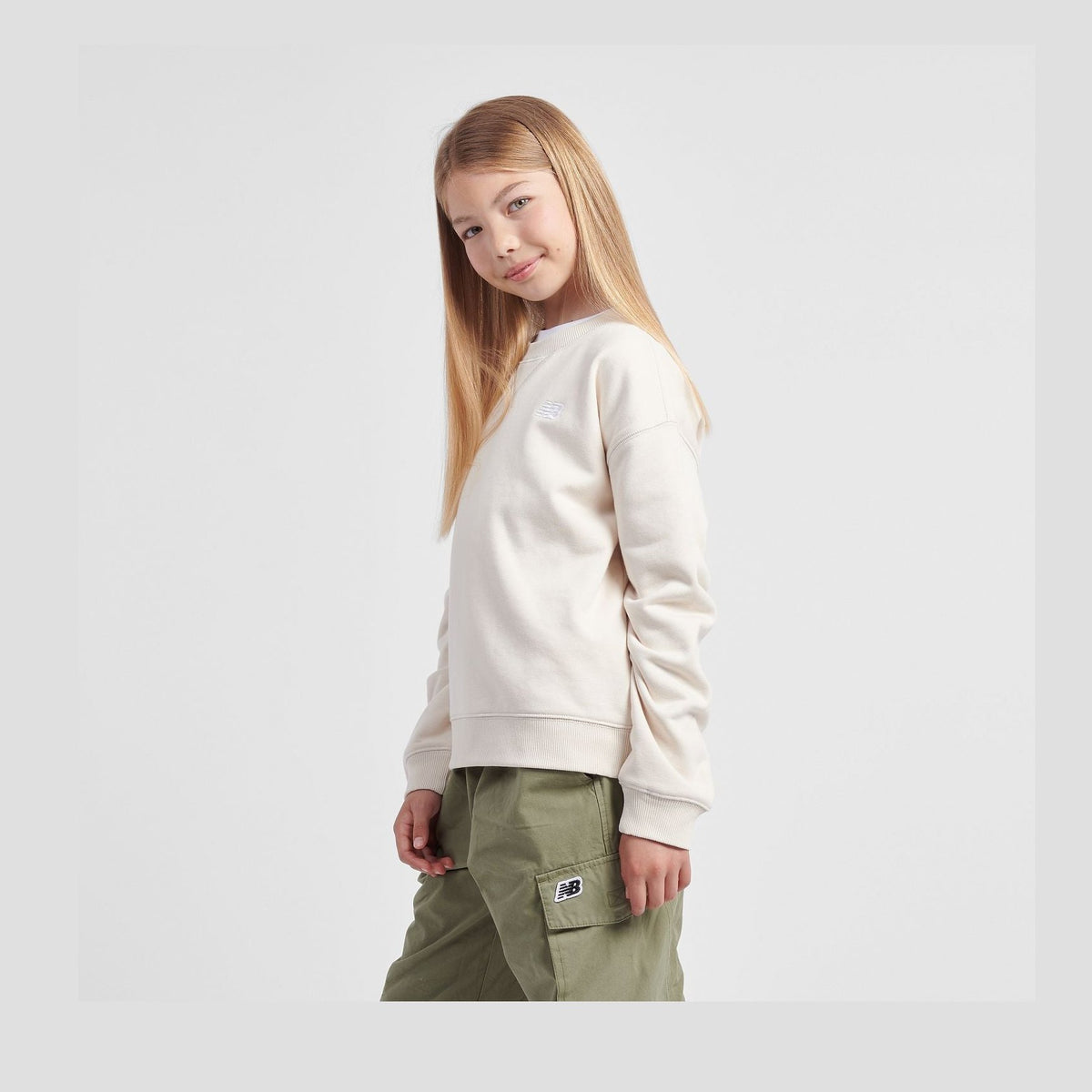 New Balance Youth Girl's FT Small Logo Crew-3