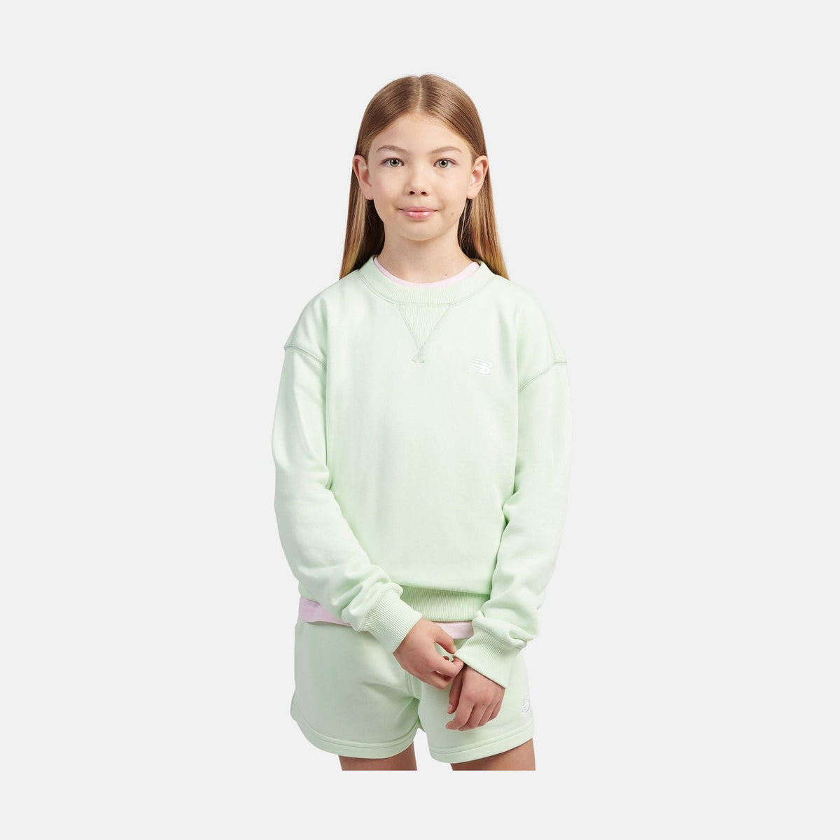 New Balance Youth Girl's FT Small Logo Crew-1