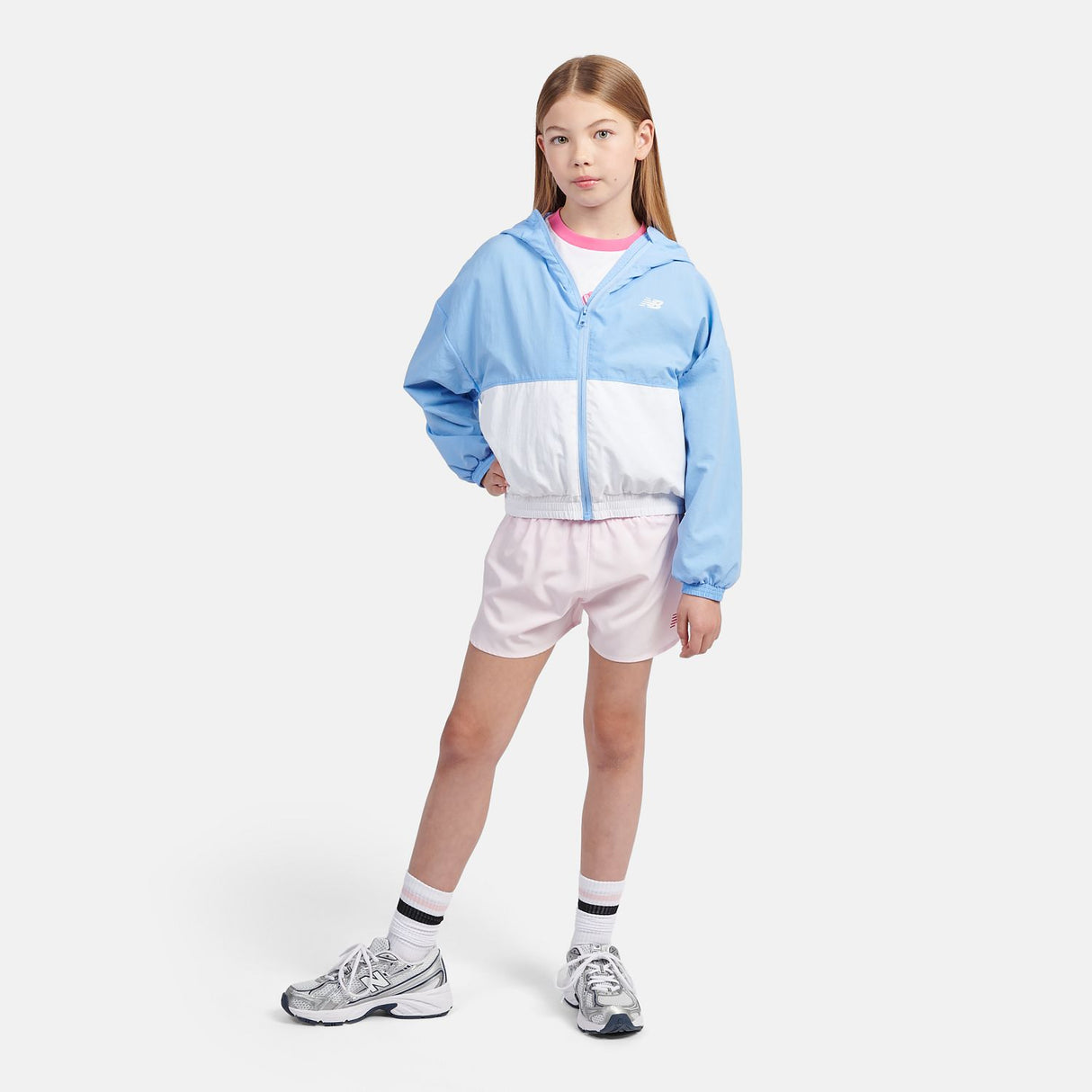 New Balance Youth Girl's Athletics Mesh Lined Wind Cheater-5