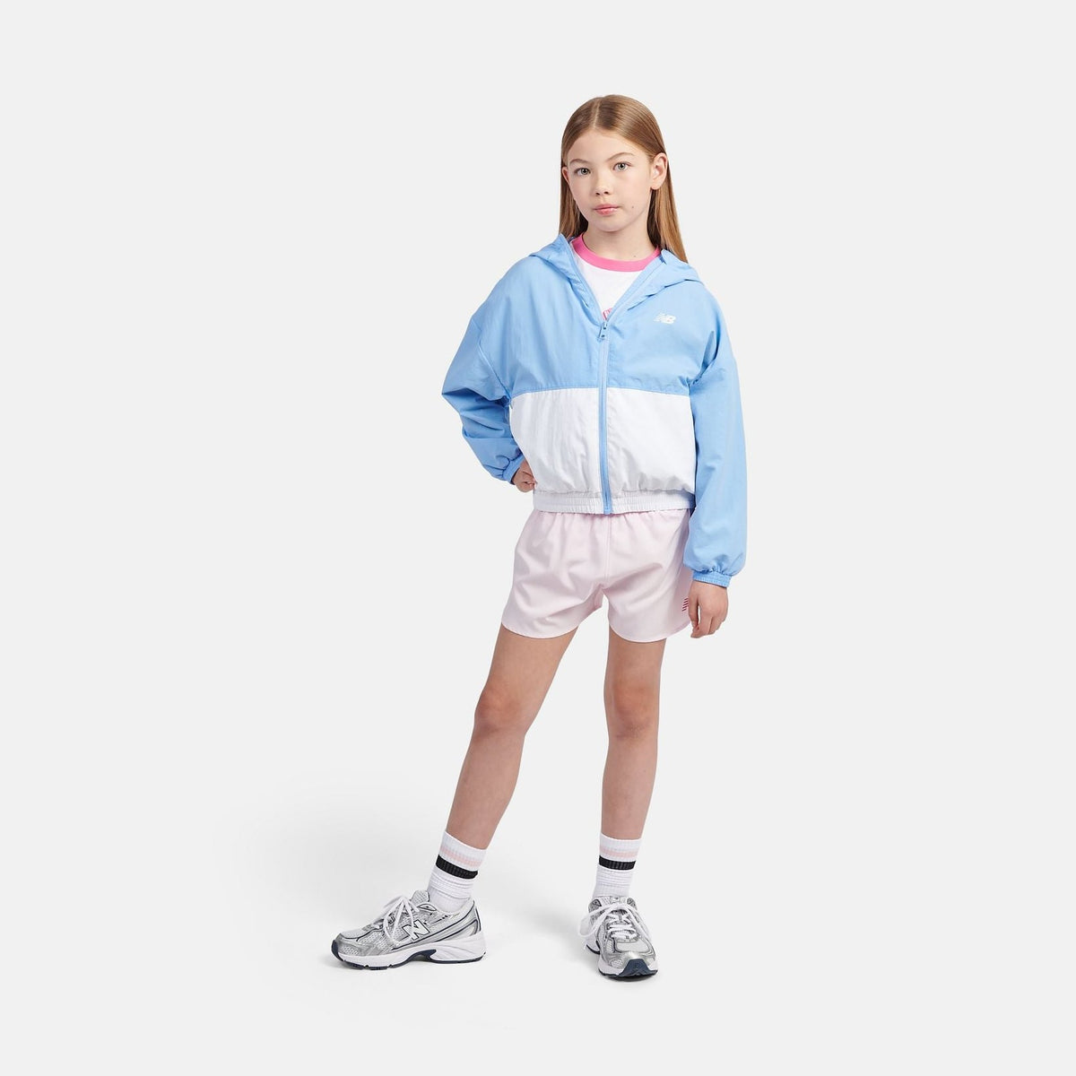 New Balance Youth Girl's Athletics Mesh Lined Wind Cheater-5