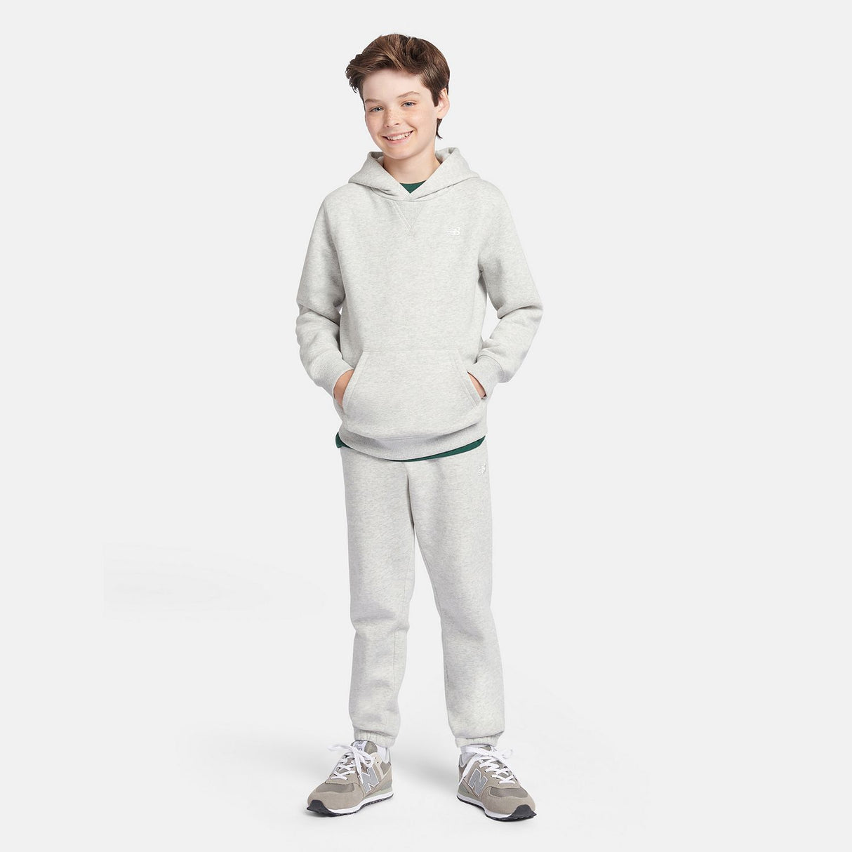 New Balance Boys' Brush Back Small Logo Hoodie-4