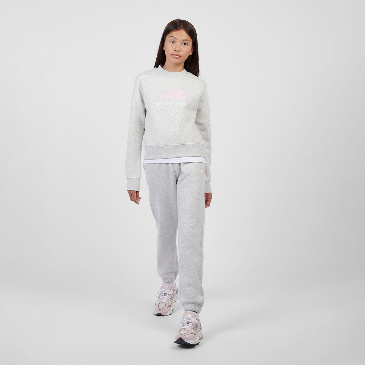 New Balance Girls' BB Stacked Logo Crew-4
