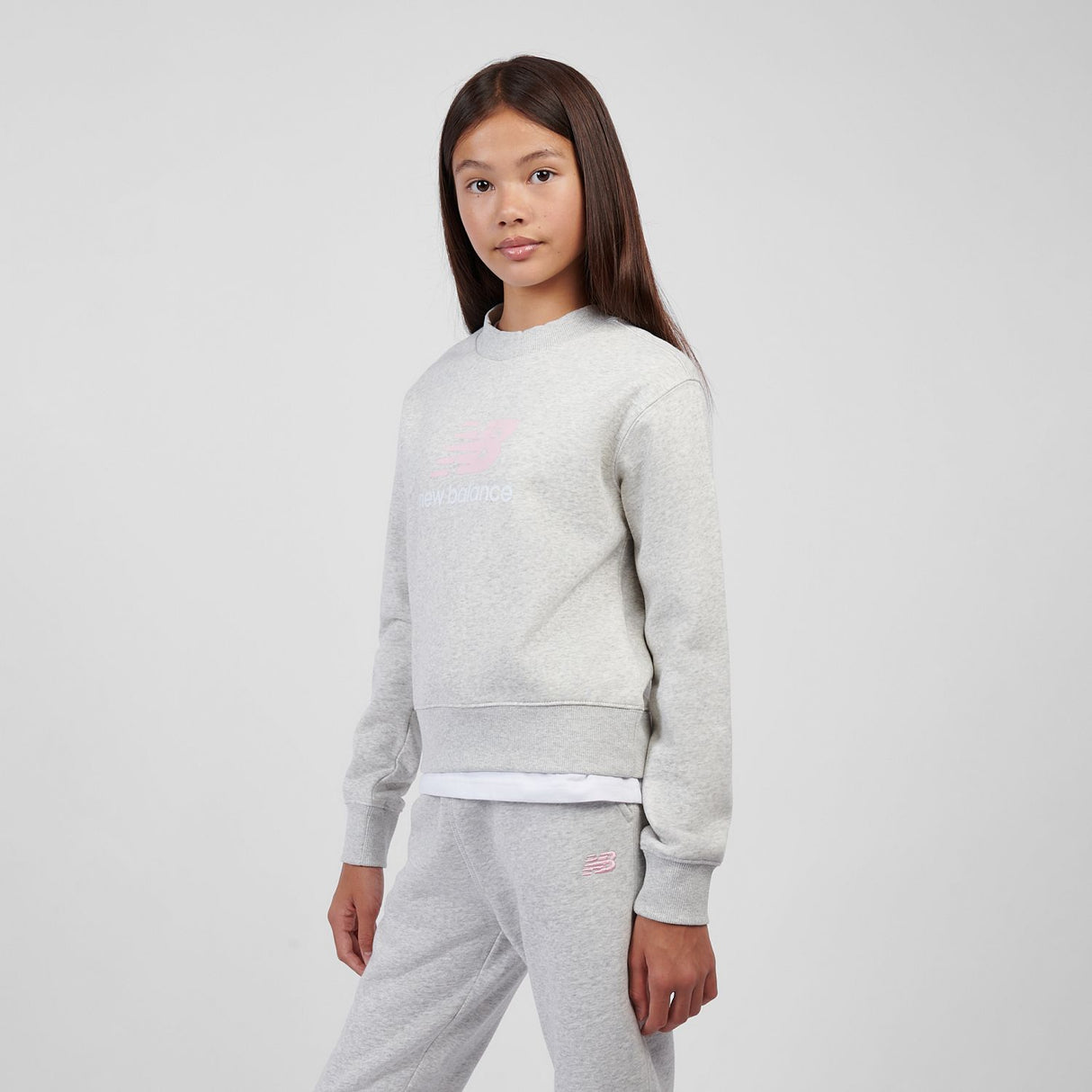 New Balance Girls' BB Stacked Logo Crew-6