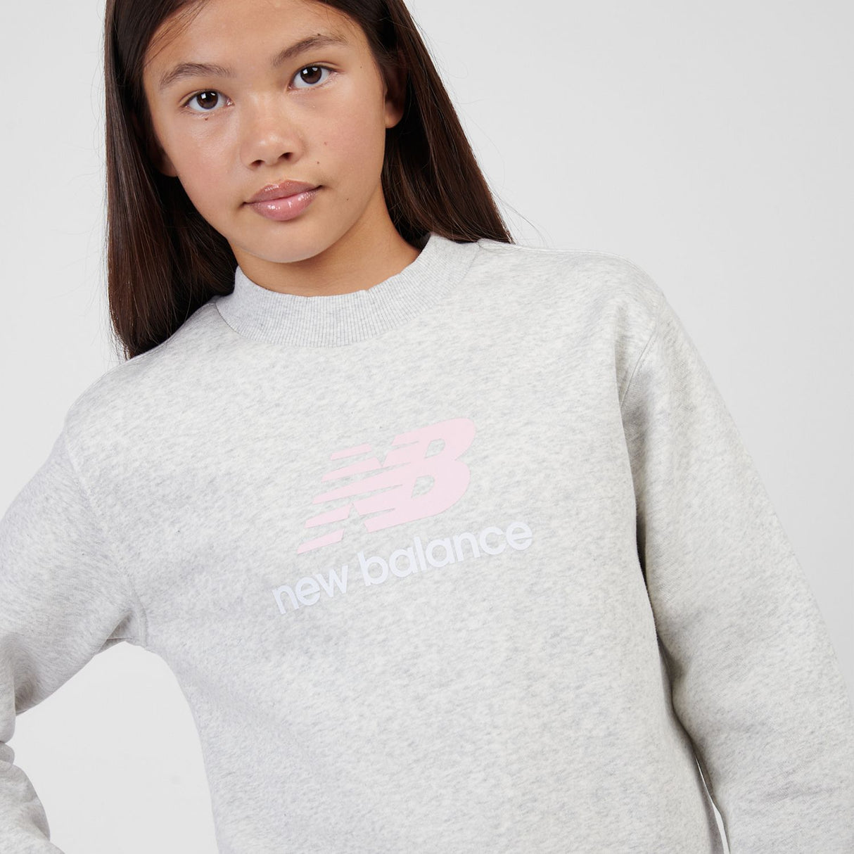 New Balance Girls' BB Stacked Logo Crew-8