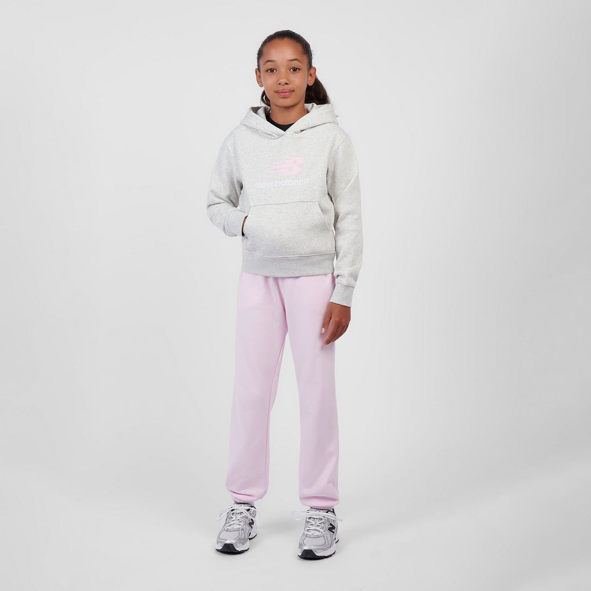 New Balance Girls' BB Stacked Logo Hoodie-4