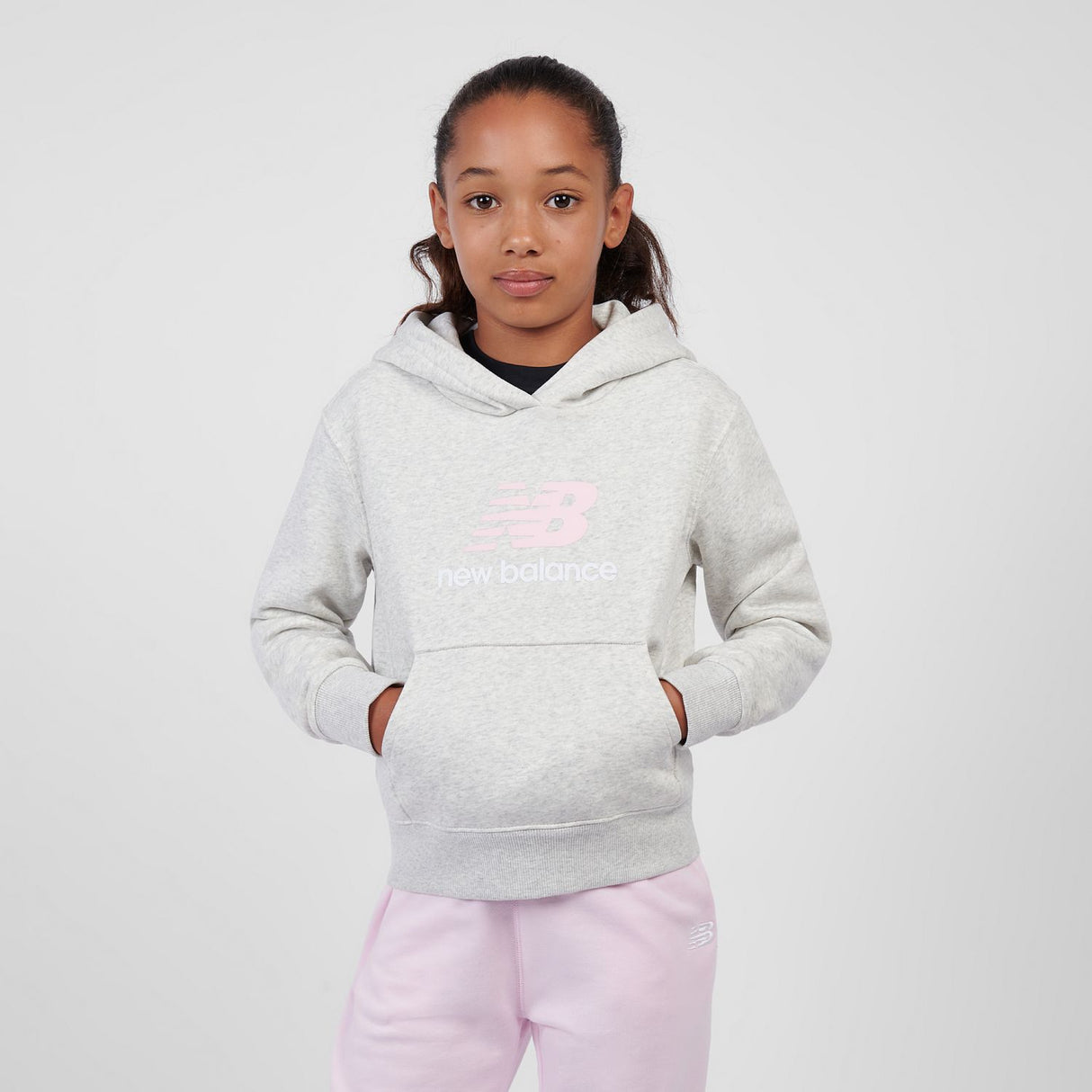 New Balance Girls' BB Stacked Logo Hoodie-5