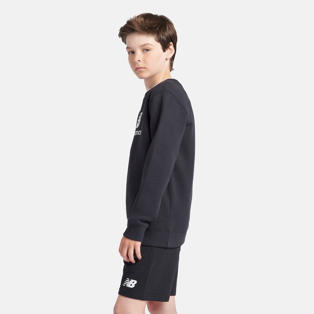 New Balance Boys' Brush Back Stacked Logo Crew-6