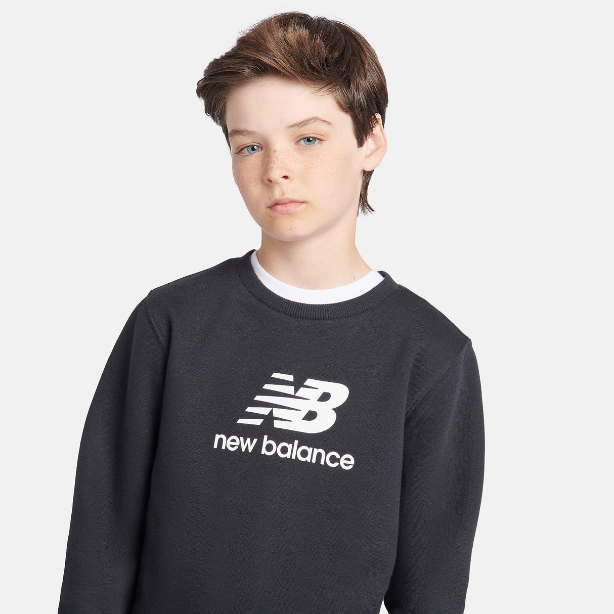 New Balance Boys' Brush Back Stacked Logo Crew-8