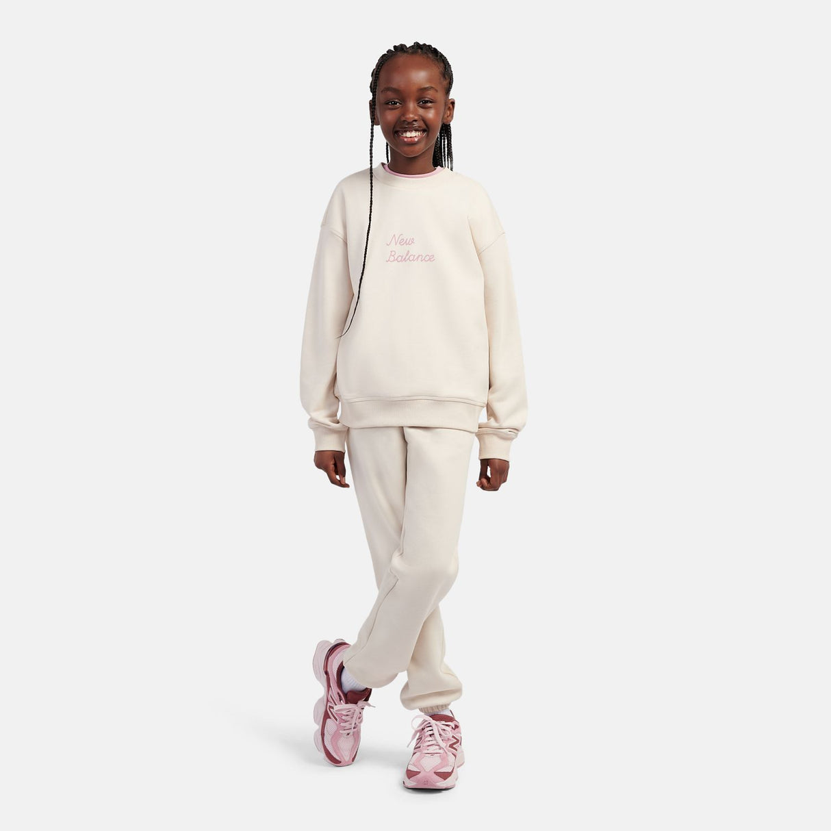 New Balance Girls' Flower Shoe Graphic Crew-5