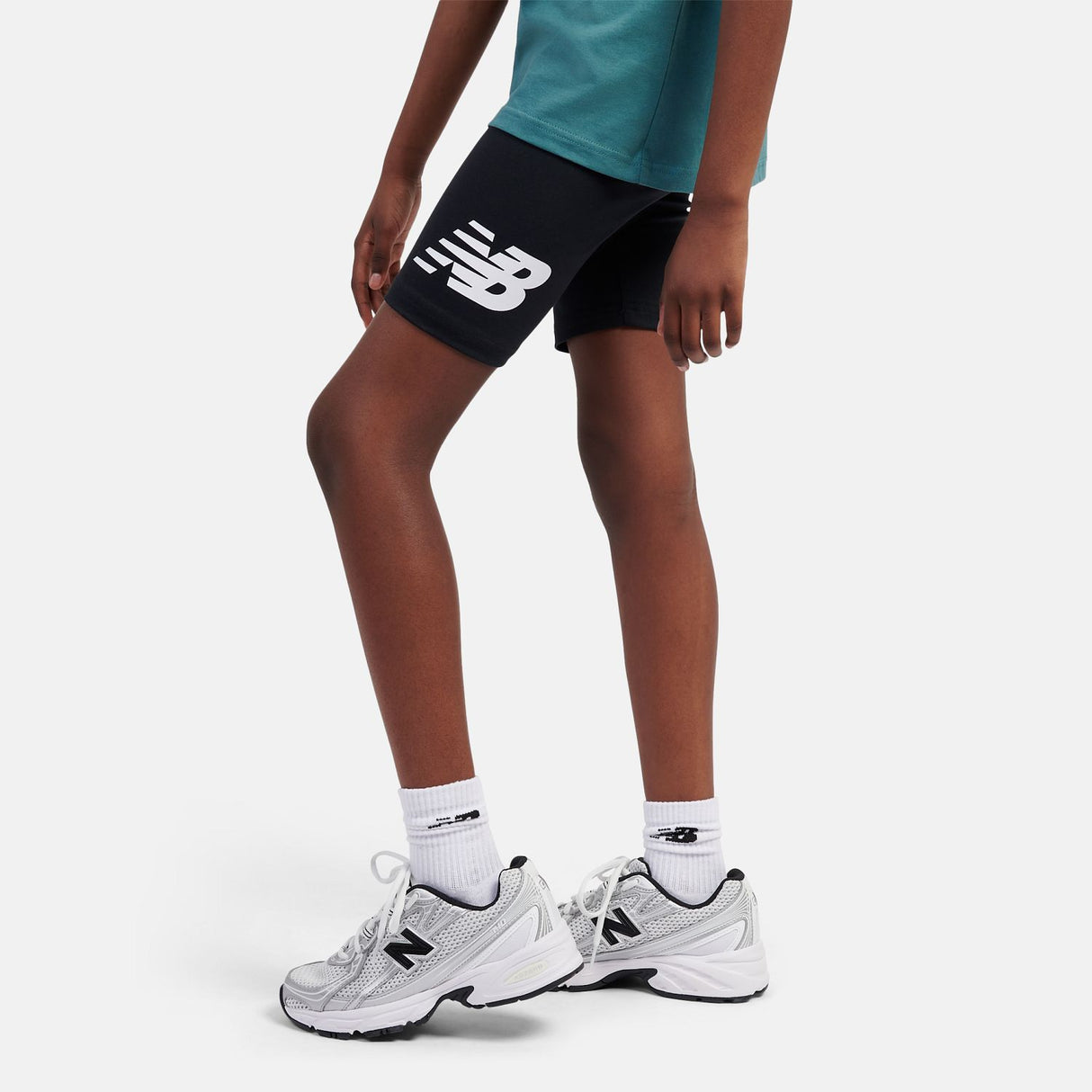 New Balance Girls' Stacked Logo Cycle Shorts-7