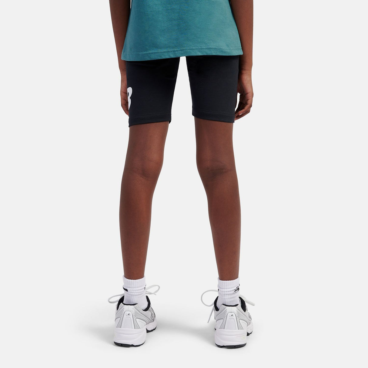 New Balance Girls' Stacked Logo Cycle Shorts-8